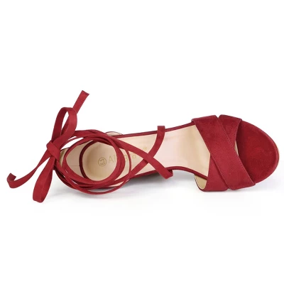 Allegra K Women's Crisscross Front Block Heeled Lace Up Sandals 5 Allegra K Women's Crisscross Front Block Heeled Lace Up Sandals - Image 3