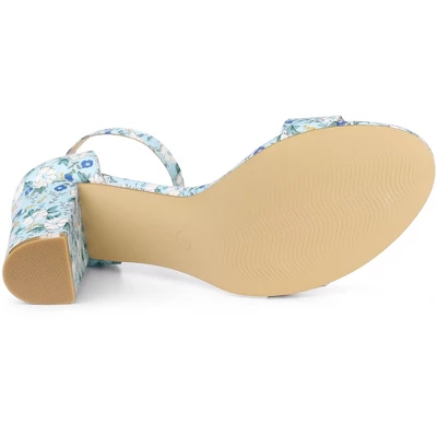 Perphy Women's Floral Open Toe Ankle Strap Chunky Heels Sandals 6 Perphy Women's Floral Open Toe Ankle Strap Chunky Heels Sandals - Image 4