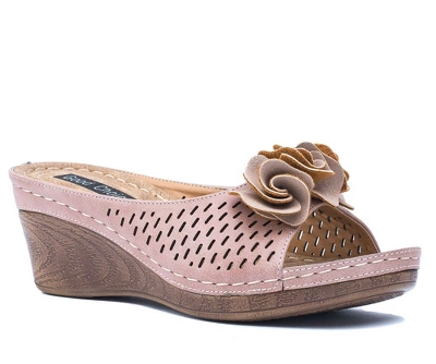 GC Shoes Juliet Perforated Flower Comfort Slide Wedge Sandals 16 GC Shoes Juliet Perforated Flower Comfort Slide Wedge Sandals - Image 14