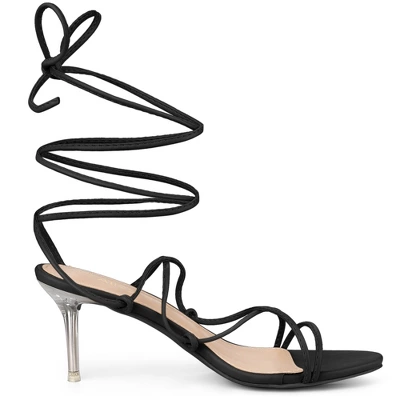 Allegra K Women's Lace Up Strappy Stiletto Heel Sandals 7 Allegra K Women's Lace Up Strappy Stiletto Heel Sandals - Image 5