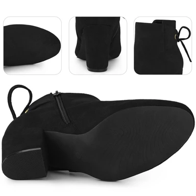 Perphy Women's Round Toe Lace Up Chunky High Heels Ankle Boots 5 Perphy Women's Round Toe Lace Up Chunky High Heels Ankle Boots - Image 3