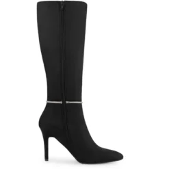 Allegra K Women's Rhinestone Crystal Chain Pointed Toe Stiletto Heels Knee High Boots -Bearpaw Shoes Shop GUEST 0aabbdfe d414 4ffd b8c9 3cca69dc50f1