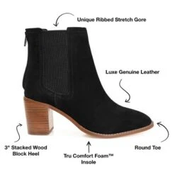 Journee Signature Womens Genuine Leather Tazlyn Round Toe Stacked Chelsea Booties -Bearpaw Shoes Shop GUEST 0bd38590 adda 4a6d aba8 2d8b10bc491e