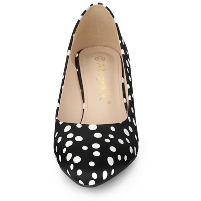 Allegra K Women's Pointed Toe Polka Dots Stiletto Heels Pumps 4 Allegra K Women's Pointed Toe Polka Dots Stiletto Heels Pumps - Image 2