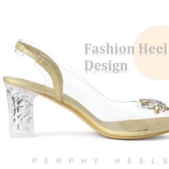 Perphy Women's Clear Slingback Rhinestone Peep Toe Block Sandal Heels -Bearpaw Shoes Shop GUEST 0d8448ec 3f00 4d0a a889 2af2e92f9c88