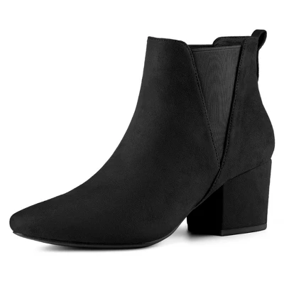 Allegra K Women's Pointed Toe Block Heel Ankle Chelsea Boots 11 Allegra K Women's Pointed Toe Block Heel Ankle Chelsea Boots - Image 9