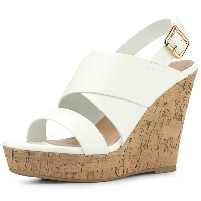 Allegra K Women's Wood Wedges Platform Wedge Sandals 10 Allegra K Women's Wood Wedges Platform Wedge Sandals - Image 8