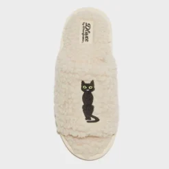 Dluxe By Dearfoams Women's Halloween Cat Slippers - Cream -Bearpaw Shoes Shop GUEST 12af3808 c064 4b39 b09f b36c9c4f7ec5