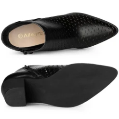 Allegra K Women's Perforated Chunky Heels Zipper Western Ankle Booties -Bearpaw Shoes Shop GUEST 14c548dc f427 4acd a5b0 044359cda247