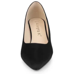 Allegra K Women's Pointy Toe Slip On Wedge Heel Pumps