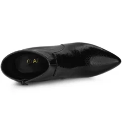 Allegra K Women's Pointed Toe Snake Print Chunky Heel Ankle Boots -Bearpaw Shoes Shop GUEST 1956aea1 1119 4fdf aa75 41243603a99a