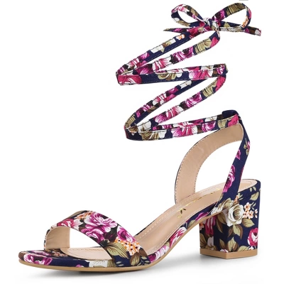 Allegra K Women's Block Heel Lace Up Heel Sandals 14 Allegra K Women's Block Heel Lace Up Heel Sandals - Image 12