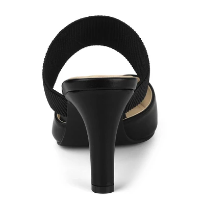 Allegra K Women's Pointed Toe Elastic Strap Stiletto Heels Mules 5 Allegra K Women's Pointed Toe Elastic Strap Stiletto Heels Mules - Image 3