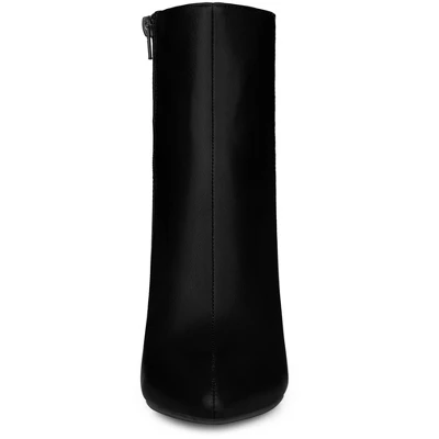 Perphy Women's Pointed Toe Zipper Block Heels Ankle Boots 3 Perphy Women's Pointed Toe Zipper Block Heels Ankle Boots