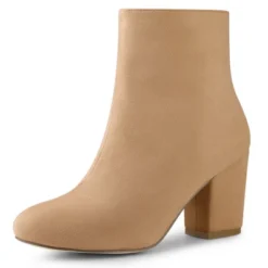 Allegra K Women Round Toe Side Zipper Block Heel Ankle Boots -Bearpaw Shoes Shop GUEST 1c374b53 9058 4afa a786 8c09baec971a