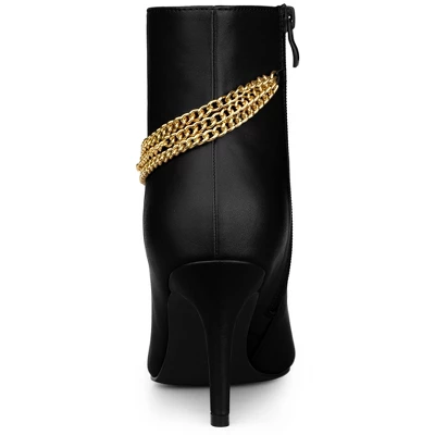 Allegra K Women's Pointy Toe Triple Chains Stiletto Heels Ankle Boots 5 Allegra K Women's Pointy Toe Triple Chains Stiletto Heels Ankle Boots - Image 3