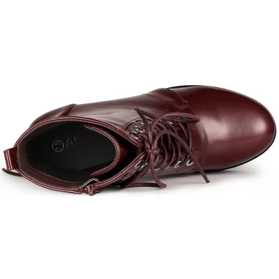 Allegra K Women's Platform Chunky High Heel Lace Up Combat Boots 5 Allegra K Women's Platform Chunky High Heel Lace Up Combat Boots - Image 3