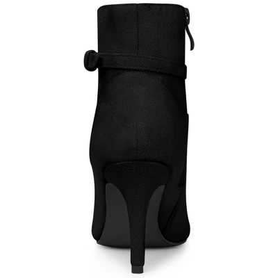 Allegra K Women's Pointy Toe Buckle Cross Straps Stiletto Heel Ankle Boots 5 Allegra K Women's Pointy Toe Buckle Cross Straps Stiletto Heel Ankle Boots - Image 3