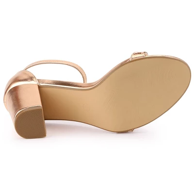 Allegra K Women's Rhinestone Ankle Strap Chunky Sandals 7 Allegra K Women's Rhinestone Ankle Strap Chunky Sandals - Image 5