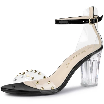 Allegra K Women's Clear Block Heel Ankle Strap Heeled Sandals 8 Allegra K Women's Clear Block Heel Ankle Strap Heeled Sandals - Image 6