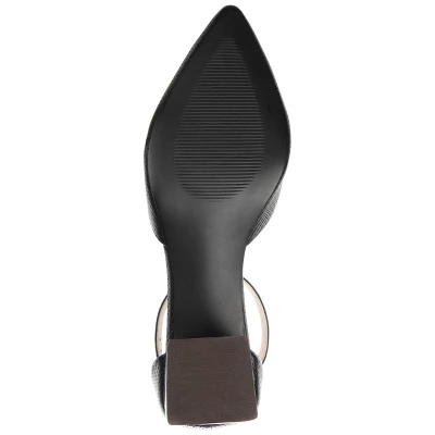 Journee Signature Womens Genuine Leather Cameela Buckle Low Stacked Heel Almond Toe Pumps 6 Journee Signature Womens Genuine Leather Cameela Buckle Low Stacked Heel Almond Toe Pumps - Image 4