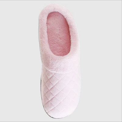Isotoner Women's Diamond Quilted Microterry Hoodback Slippers - Light Pink 4 Isotoner Women's Diamond Quilted Microterry Hoodback Slippers - Light Pink - Image 2