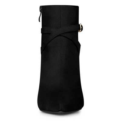 Allegra K Women's Pointy Toe Buckle Cross Straps Stiletto Heel Ankle Boots 4 Allegra K Women's Pointy Toe Buckle Cross Straps Stiletto Heel Ankle Boots - Image 2