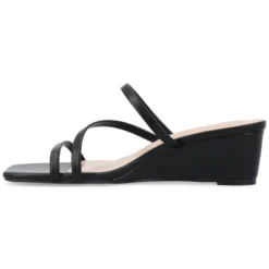 Journee Collection Womens Takarah Crossover Strap Slip On Wedge Sandals