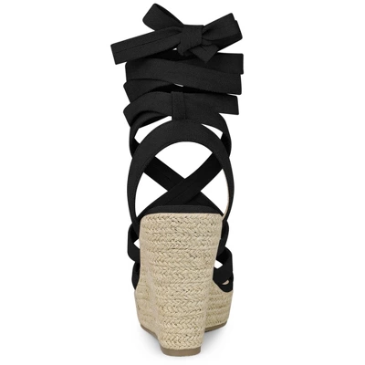 Allegra K Women's Espadrilles Platform Heels Lace Up Wedge Sandals 5 Allegra K Women's Espadrilles Platform Heels Lace Up Wedge Sandals - Image 3