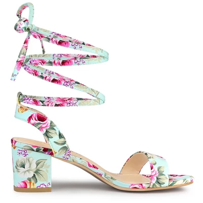 Allegra K Women's Block Heel Lace Up Heel Sandals 7 Allegra K Women's Block Heel Lace Up Heel Sandals - Image 5