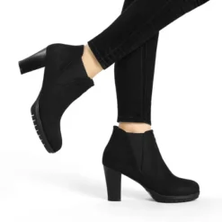 Allegra K Women's Round Toe Block Heels Chelsea Ankle Boots