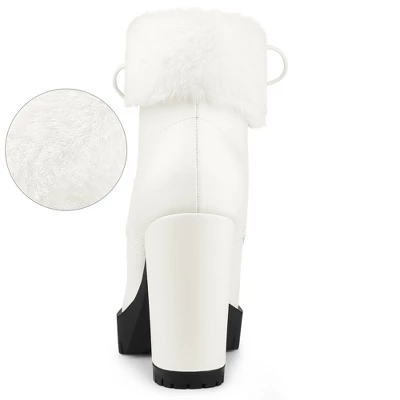 Allegra K Women's Platform Foldable Chunky Heels Lace Up Ankle Boots 6 Allegra K Women's Platform Foldable Chunky Heels Lace Up Ankle Boots - Image 4