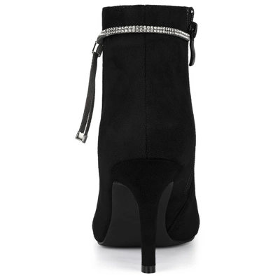 Allegra K Women's Bling Rhinestone Pointed Toe Stiletto Heels Ankle Boots 5 Allegra K Women's Bling Rhinestone Pointed Toe Stiletto Heels Ankle Boots - Image 3