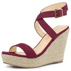 Allegra K Women's Slingback Crisscross Espadrille Wedges Heel Sandals -Bearpaw Shoes Shop GUEST 2ce307a6 1c14 4614 bc25 e307f2075514