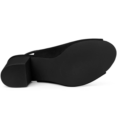 Perphy Women's Lace Up Peep Toe Slingback Heel Chunky Heels Ankle Boots 6 Perphy Women's Lace Up Peep Toe Slingback Heel Chunky Heels Ankle Boots - Image 4