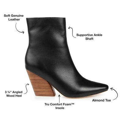 Journee Signature Womens Genuine Leather Hydra Almond Toe Stacked Ankle Booties 9 Journee Signature Womens Genuine Leather Hydra Almond Toe Stacked Ankle Booties - Image 7
