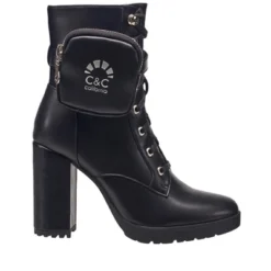 C&C California Women's Nixon High-Heeled Lug Sole Booties With Pouch