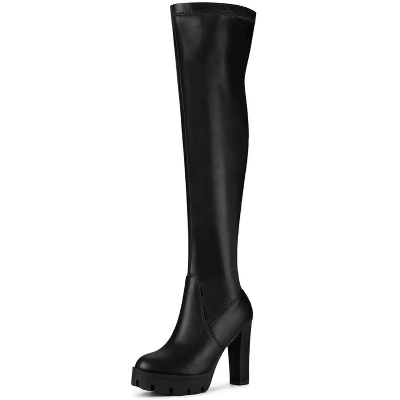 Allegra K Women's Platform Heels Chunky Heel Over Knee High Boots 9 Allegra K Women's Platform Heels Chunky Heel Over Knee High Boots - Image 7