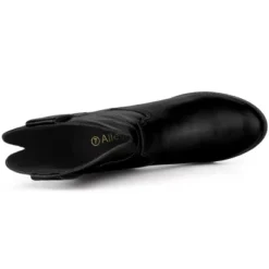 Allegra K Women's Classic Slip On Round Toe Block Heel Cowboy Boots -Bearpaw Shoes Shop GUEST 34bf483d 3240 4e17 a957 c9f78b86bca7