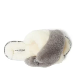 Fireside By Dearfoams Women's New Castle Genuine Shearling Cross Band Slide -Bearpaw Shoes Shop GUEST 3652f390 2340 4657 be59 8950a0a4efda
