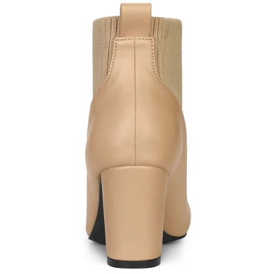 Allegra K Women's Square Toe Block Heels Chelsea Boots 5 Allegra K Women's Square Toe Block Heels Chelsea Boots - Image 3