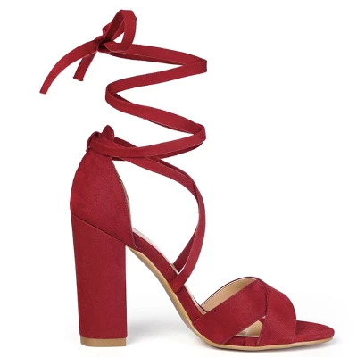 Allegra K Women's Crisscross Front Block Heeled Lace Up Sandals 7 Allegra K Women's Crisscross Front Block Heeled Lace Up Sandals - Image 5