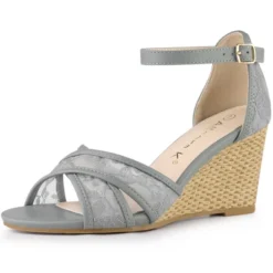 Allegra K Women's Floral Lace Mesh Wedges Sandals -Bearpaw Shoes Shop GUEST 3e996868 31c1 40ab bca4 21a295926b1e