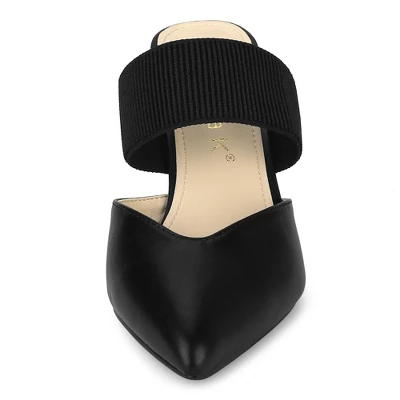 Allegra K Women's Pointed Toe Elastic Strap Stiletto Heels Mules 4 Allegra K Women's Pointed Toe Elastic Strap Stiletto Heels Mules - Image 2