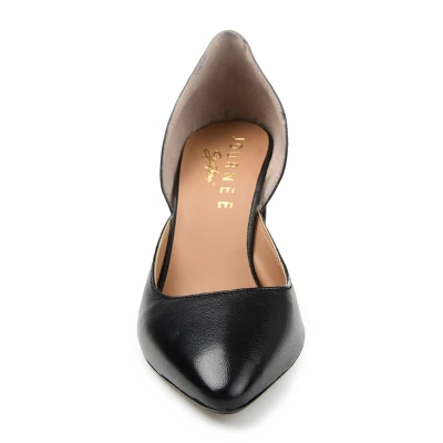 Journee Signature Womens Genuine Leather Jillian D'Orsay High Block Heel Almond Toe Pumps 7 Journee Signature Womens Genuine Leather Jillian D'Orsay High Block Heel Almond Toe Pumps - Image 5