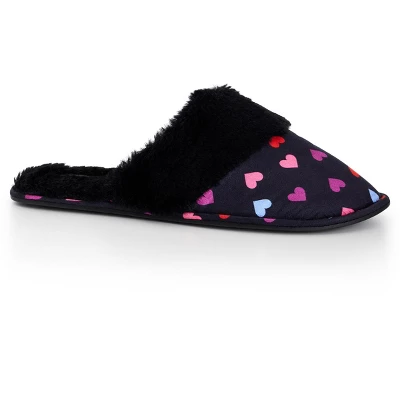 Women's EXTRA WIDE FIT Ellie Print Slipper - Black Heart | CLOUDWALKERS 5 Women's EXTRA WIDE FIT Ellie Print Slipper - Black Heart | CLOUDWALKERS - Image 3