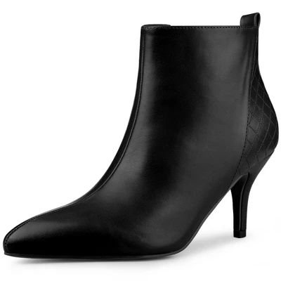 Perphy Women's Back Plaid Pointed Toe Stiletto Heels Ankle Boots 8 Perphy Women's Back Plaid Pointed Toe Stiletto Heels Ankle Boots - Image 6