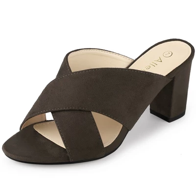 Allegra K Women's Crisscross Strap Block Heel Slide Sandals 15 Allegra K Women's Crisscross Strap Block Heel Slide Sandals - Image 13