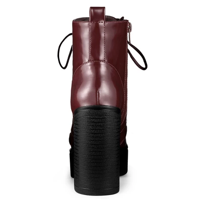 Allegra K Women's Platform Chunky High Heel Lace Up Combat Boots 4 Allegra K Women's Platform Chunky High Heel Lace Up Combat Boots - Image 2