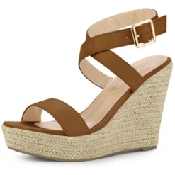 Allegra K Women's Slingback Crisscross Espadrille Wedges Heel Sandals -Bearpaw Shoes Shop GUEST 48956053 b8dc 497c 92a3 e7b7d9ae4ffa